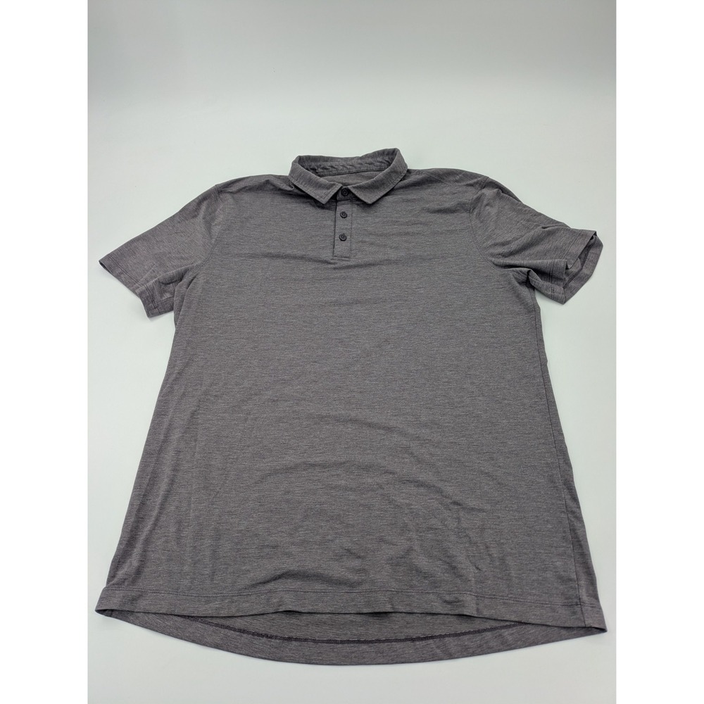 Lululemon Polo Sport Shirt Mens L Gray Stretch Performance Golf Preppy Adult‎